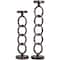 Dark Gray Metal Chain Link Geometric Candle Holder Set